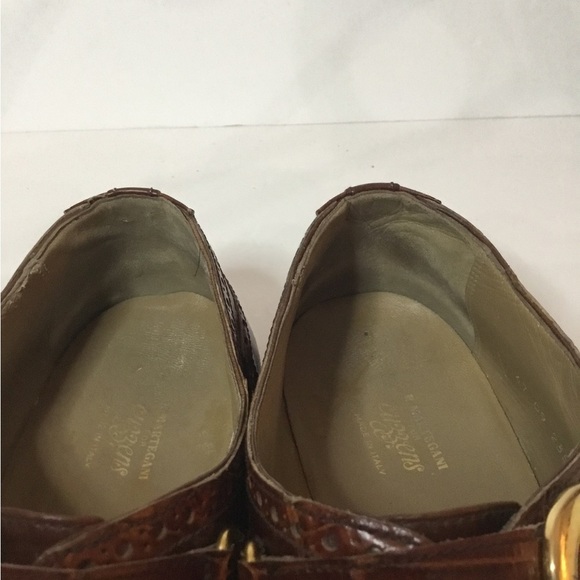 R Martegani Men’s Brown Alligator Leather Monkstrap  Shoes Size 10.5 - Picture 7 of 10